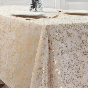 Gold Silver Tablecloth, Polyester Fabric, Unique Design, Perfect for Weddings Birthdays Festive Celebrations Daily Use