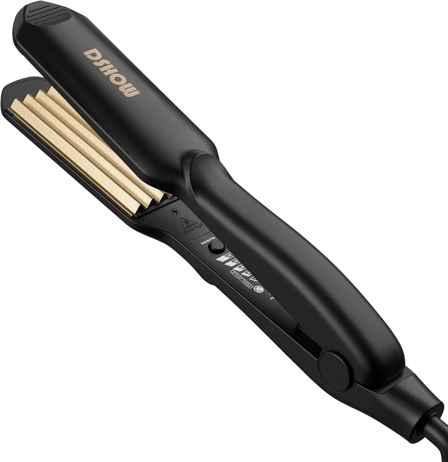 DSHOW Crimping Iron Hair Crimper for Hair-Volumizing Crimper with Titanium Ceramic Plates, 5 Temp Settings (140C-220C), Hair Crimping Tool for Fluffy Volume and Texture, Auto Off, Dual Voltage