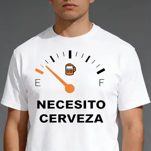 NECESITO CERVEZA Men's Regular Fit Letter Graphic Round Neck Tee, Casual Short Sleeve Crew Neck T-shirt for Summer, Fashion Men's Top for Daily Wear, Crewneck Graphic Tees, Men's T Shirts