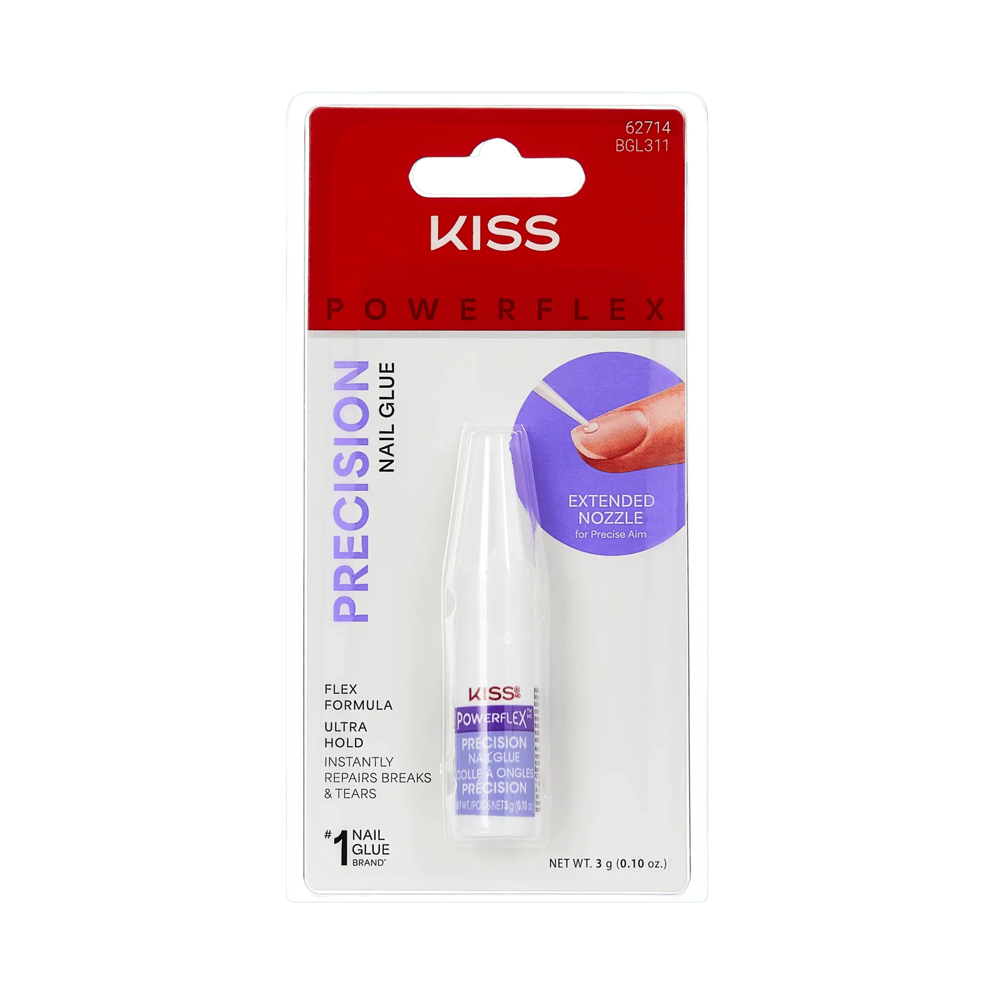 Kiss PowerFlex Precision Fake Nail Glue - 0.10 oz. | Nail Adhesive, Press-On Glue, Precision Nozzle, Ideal for Repairing