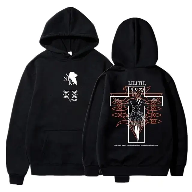 Evangelion NGE Anime Hoodie Eva Lilith NERV Seele Pump Cover Gym Gymbro Powerlifting Workout Pullover Dark Streetwear Harajuku Cyberpunk Grunge Goth Y2K Alt Oversized Graphic The End Of Evangelion Cosplay Merch Men Women Unisex Mecha Gift