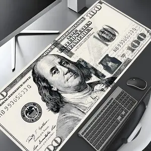 100 Dollar Bill Pattern Mouse Pad, Large Gaming Mouse Pad, Aesthetic Desktop Decoration Protective Pad, Non-slip Rubber Pad for Laptop, Desktop Computer Games, Desktop Accessory, Mousepad