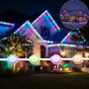 Permanent Outdoor Lights, Smart RGB+IC Eave Lights with Chasing Effects, Ultra-Bright LED Chips, App & Remote Control, IP67 Waterproof Dimmable Roof Lighting for Christmas & Daily Decor, Series Connectable
