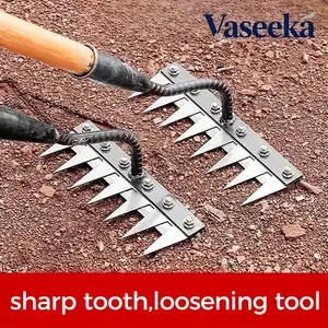 Vaseeka Exquisite 7-Tine Rake, Gardening Tool, Weeding, Multi-Functional Yard Assistant, 7 Removable Tines, Upgraded Thickened Material, Yard Tool (Wooden Handle Not Included)
