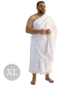 Modefa XL Men's 100% Cotton Ihram Set of 2 Towels for Hajj and Umrah - 1250 grams
