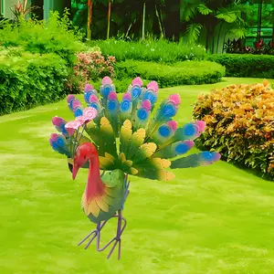 Beautiful Peacock Statue Ornament,Metal Peacock Outdoor Statue Peacock Statue Garden Decor, Realistic Metal Peacock Lawn Decoration Outdoor Sculpture Easy DIY Assembly Peacock