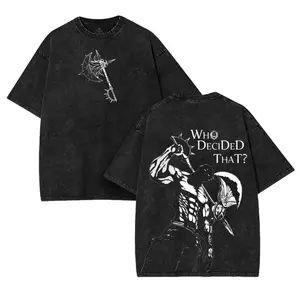 Escanor Seven Deadly Sins T-Shirt Who Decided That Quote Pride Sin Vintage Washed Oversized Anime Streetwear Heavy Cotton Sigma Male Unisex Tee Retro Graphic Top Gift For Anime Fan