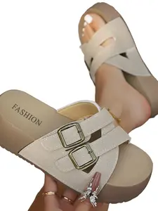 Spring Summer Essential Lazy Slippers, Chunky Sole Anti-Slip Design, Perfect for Daily Outings, Easy to Pair, Must-Have Footwear