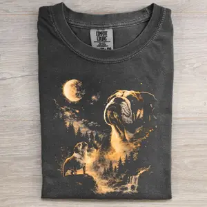 Bulldog Howling to The Moon T-shirt, Vintage 90s Dog Meme Graphic Tee, Animal Lover Shirt, Unisex Fit Design, Gift for Men and Women