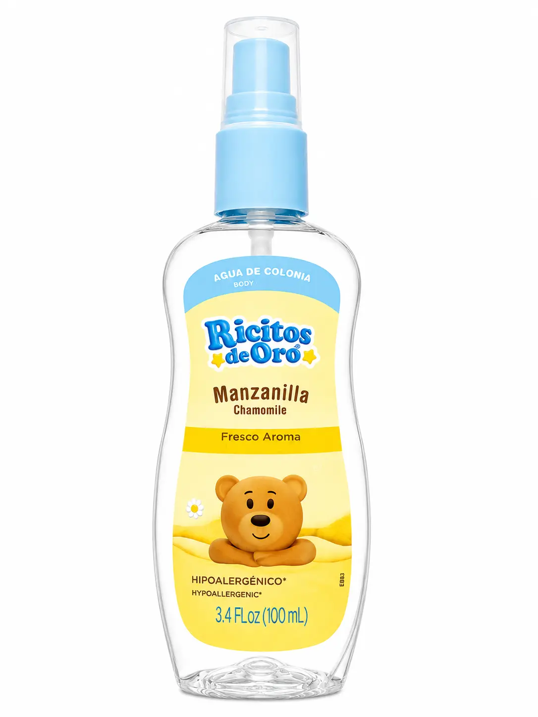 Agua de Colona Ricitos - Manzanilla Aroma Fresco - Chamomile Fresh Smell Body Lotion 100mL - Unisex Use