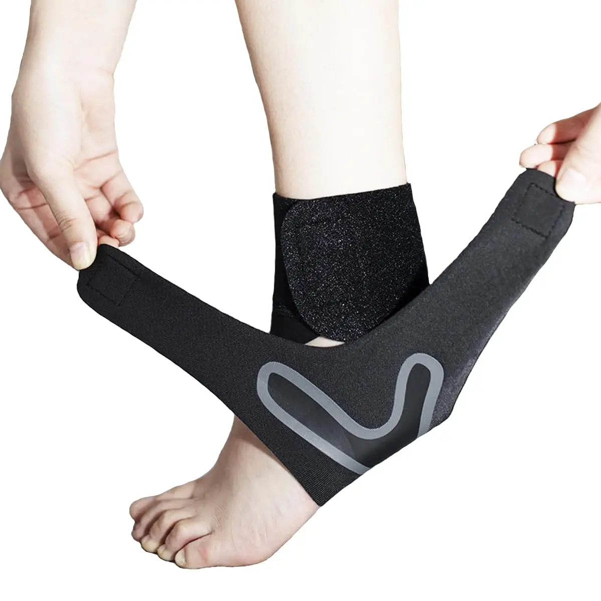 Athletic support gear, ankle reinforcement, multi-layer strap system, adjustable elastic protector, ultra-light, air-cooled, medical-grade compression, men/women use, chronic pain, plantar fasciitis recovery.