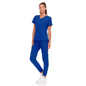 Natural Uniforms Women's Cool Stretch Jogger Scrub Set - 93% Polyester 7% Spandex V-neck Top with 4 Pockets & Mid-rise Joggers for Summer Comfort - Clothes, Womenswear