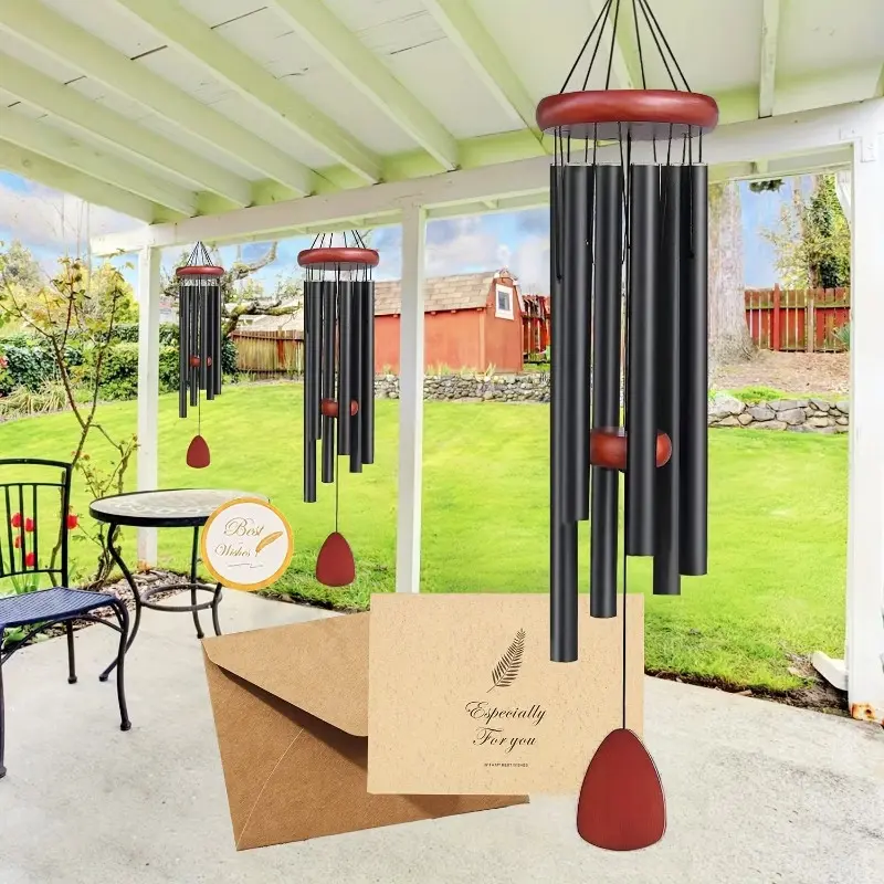 35-inch oversized wind chime, black aluminum tube wind chime