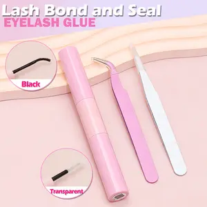 lashes bonding and sealing eyelash clump bonding and sealing eyelash adhesive,  tweezers, suitable for false eyelashes, long-lasting waterproof, all day wearing 2-in-1 eyelash adhesive and sealing, suitable for DIY eyelash extension eyelash adhesive