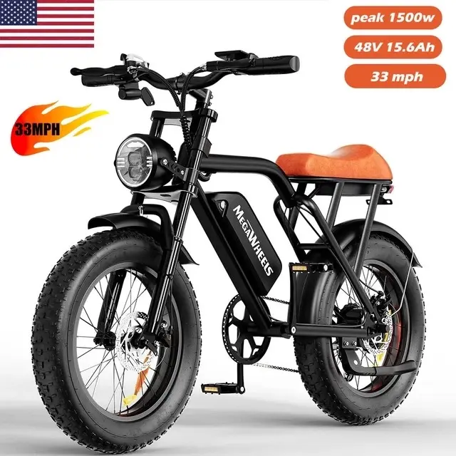 20" Electric Bike for Adult 1500W 48V/15.6AH 33MPH Fat Tire Mountain E-bike