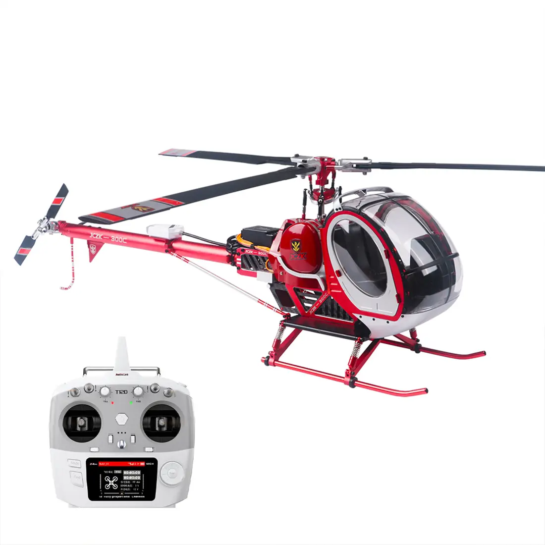 JCZK 300C PRO Realistic 3-Blade Flybarless RC Helicopter Model with 2.4GHz/12-Channel Remote Controller, H1 Smart Flight Control, GPS Positioning Auto-Hover, 60A Brushless Power System, 4000mAh Battery, 2000g Weight, Hobby Outdoor Electric RC Aircraft