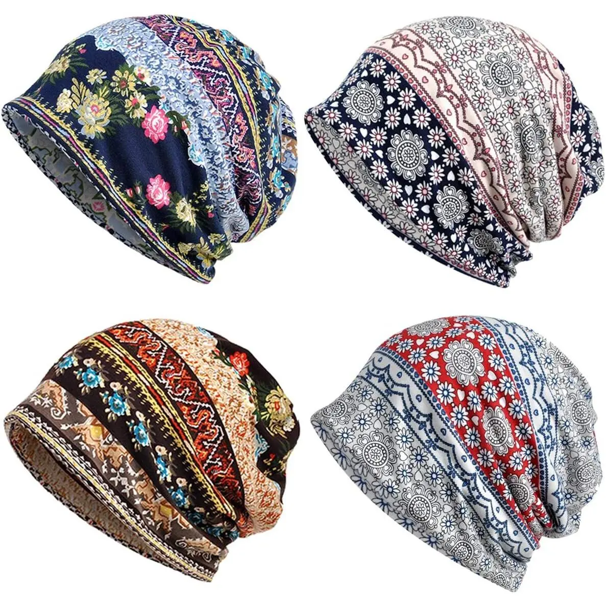 Cotton-Polyester Slouchy Breathable Fashion Beanie - Hip-Hop, Soft, Lightweight Running Skull Cap for Adult Chemo Patients, Dating & Family Use