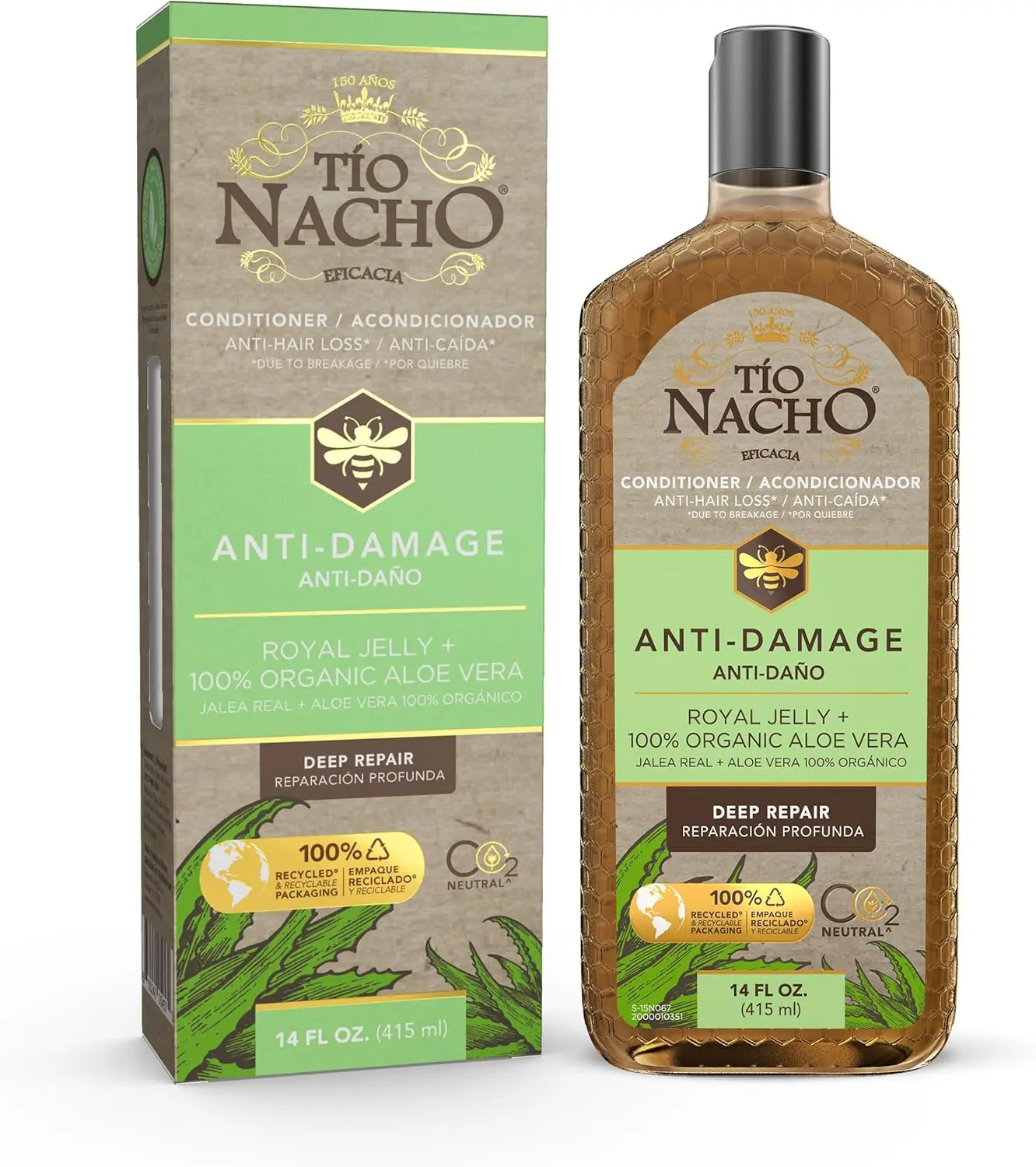 Tio Nacho Deep Repair Conditioner with Organic Aloe Vera & Royal Jelly, Hydrating & Nourishing Haircare for Frizz Control & Shine, Paraben-Free, 14 oz, Repairing, Anti-Aging