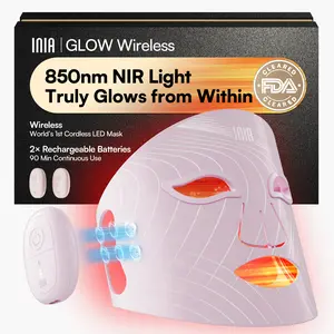INIA GLOW Wireless LED Face Mask-With Red Light Therapy, 2-Year Warranty,  Portable and Rechargeable for LED Facial Mask Skincare at Home and Travel, Mother's Day Special Gift