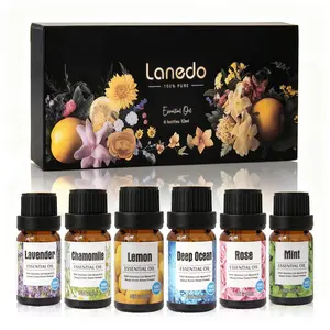 6-Pack Aromatherapy Essential Oils (Lavender, Lemon, Peppermint, Chamomile, Deep Sea Rose) - Relax and Alleviate Stress for Diffusers, Massage, Bath, and Foot Soak - Perfect for Home, Office, and Christmas Gifts