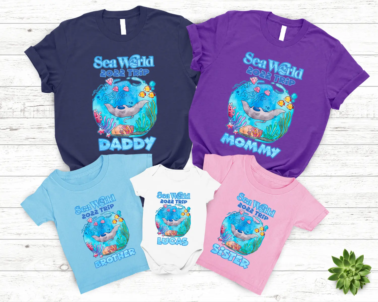 Sea World Whale 2022 Sea World Family Adventure Sea World Matching Family Sea World 2022 Family Vacation Trip T-Shirt Cotton Fabric