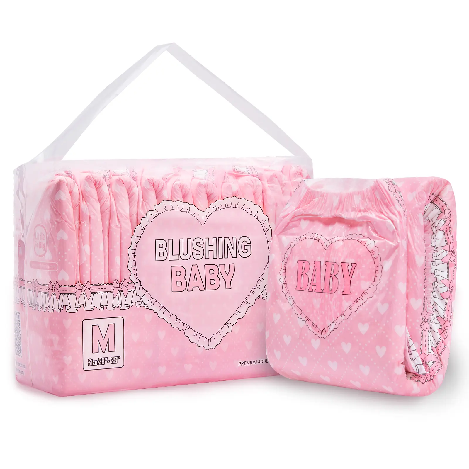 LITTLEFORBIG Blushing Baby Adult Diapers, Ultra-Soft Disposable Briefs with Quick-Dry Core & Tape Adjust Tabs, 10 Count Multi-Pack, Adults, Plastic, Leak-Proof, Single Use, Absorbency Protective Adult Diapers