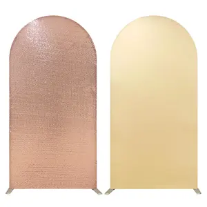 Rose Gold Arch Cover 6.56FT Sequin Backdrop Covers Sparkly Fabric Fitted Arch Covers for Wedding Birthday Party Photography Decor