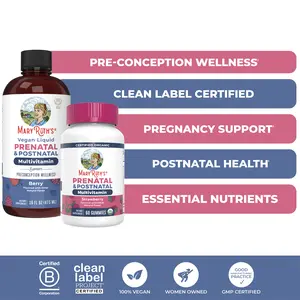 MaryRuth's Prenatal & Postnatal Multivitamin Bundle – Organic Prenatal Postnatal Multivitamin Gummies 60 ct - Prenatal & Postnatal Liquid Multivitamin - Vegan - Sugar Free