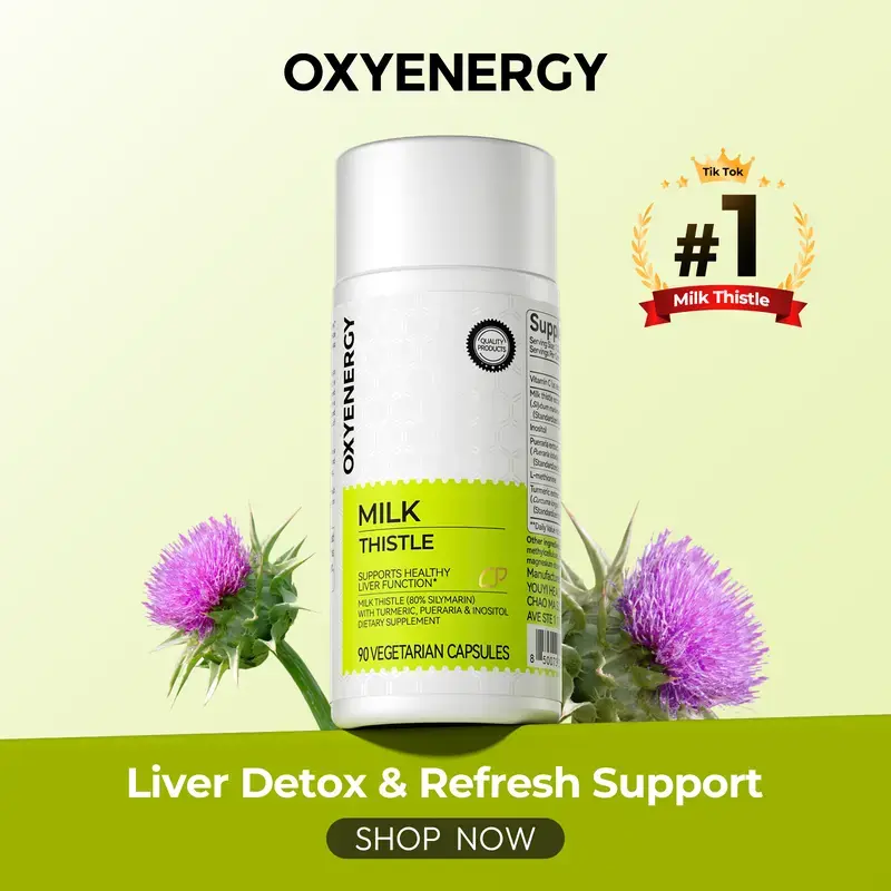 Oxyenergy3 Milk Thistle Liver Detox & Colon Cleanse 90Capsules with Kudzu Root Turmeric Inositol MethionineVitamin C for Natural Liver Health Support New ZealandMade Healthcare Dietary Supplement