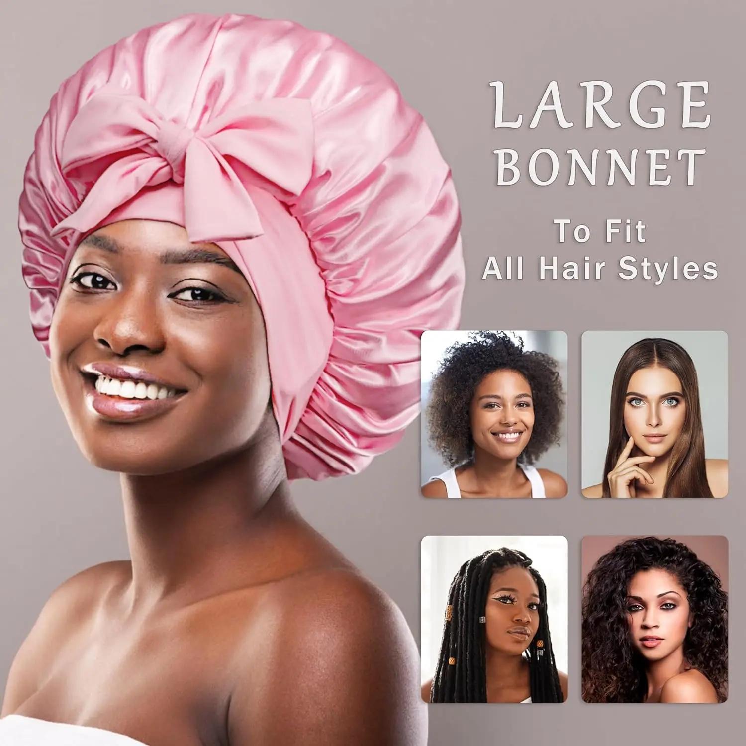 NEW IN Satin Bonnet Hair Bonnet for Sleeping Braid Bonnet Adjustable Bonnet Tie Bonnet Night Cap Sleep Bonnet for Women Curly Hair