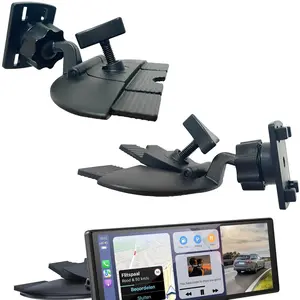 Cd Slot Mount For Carplay Screen [secure 4-button Lock]  360 °   Rotation Compatible With Gps Monitors
