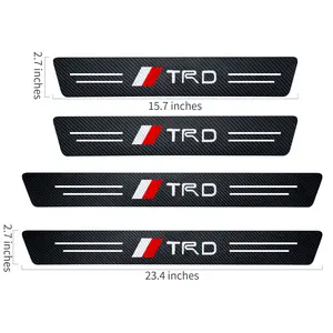 car door plate carbon 4Pcs Fiber Premium door sill protecto rCarbon For TRD Fiber Leather Sticker Door Entry Guard Stickers
