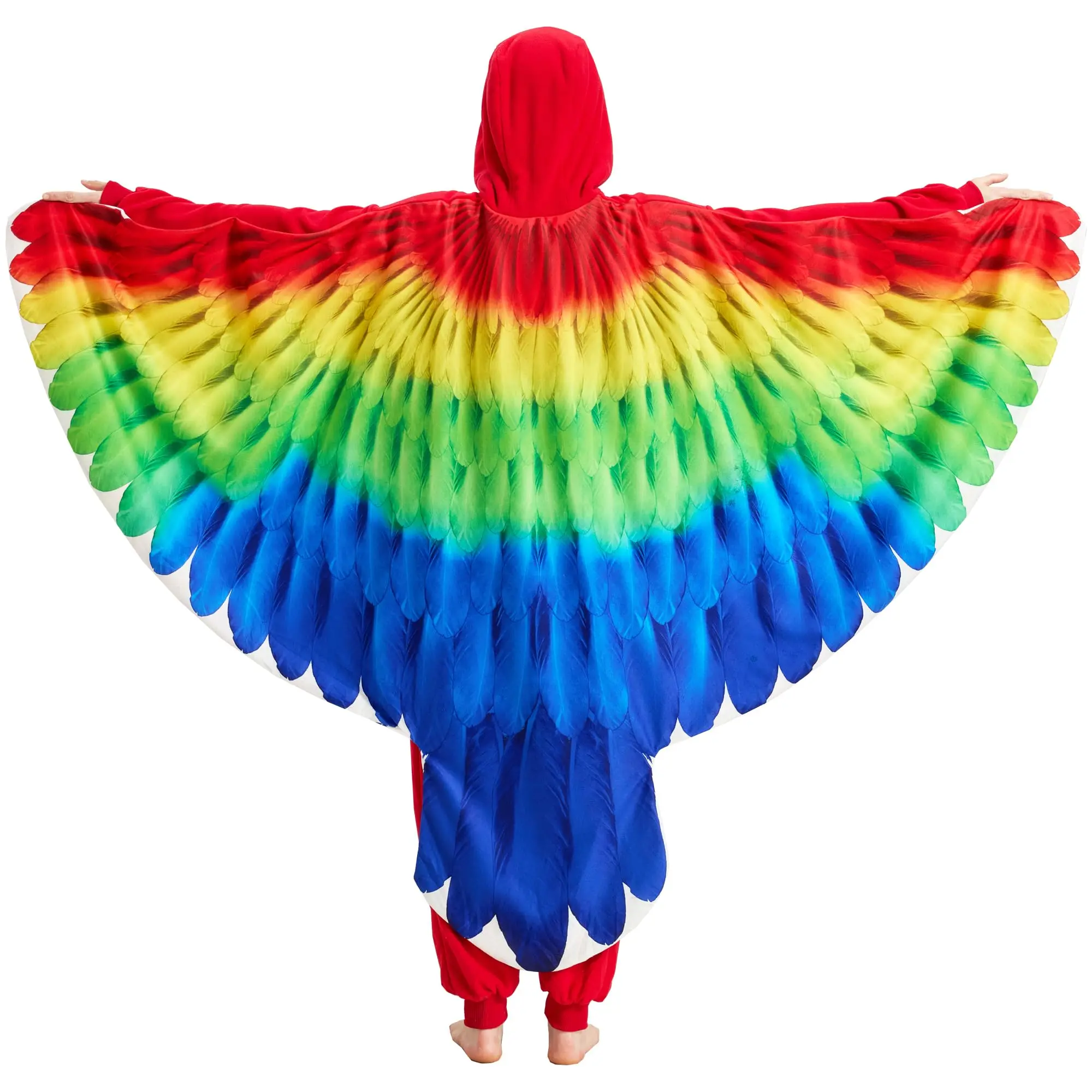 Women's Red Polyester Parrot Costume Wings Cape Shawl, Adult Halloween Party Statement Clothes, Includes Wings, Accessories
