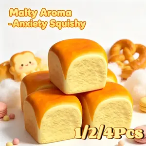 Bread Squishy Stress Toy - 1/2/4 Pcs Butter Slow Anxiety Squishy Stress Ball, PU Material Fidget Toy, Unisex, Ideal for Office or Party Favor