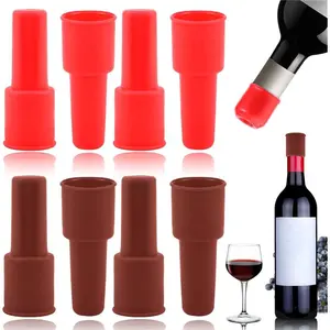 Silicone Wine Stopper - 8pcs Reusable and Unbreakable Glass Bottle Sealer Covers, Plug, Cork Stopper for Keeping Champagne Fresh - Home Use Preservation