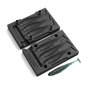 3-Cavity Soft Plastic Lure Mold - High Temp Resistant, CNC Machined, Release Agent Free | Swimbait Injection Molding Kit for Custom Fishing Bait Making