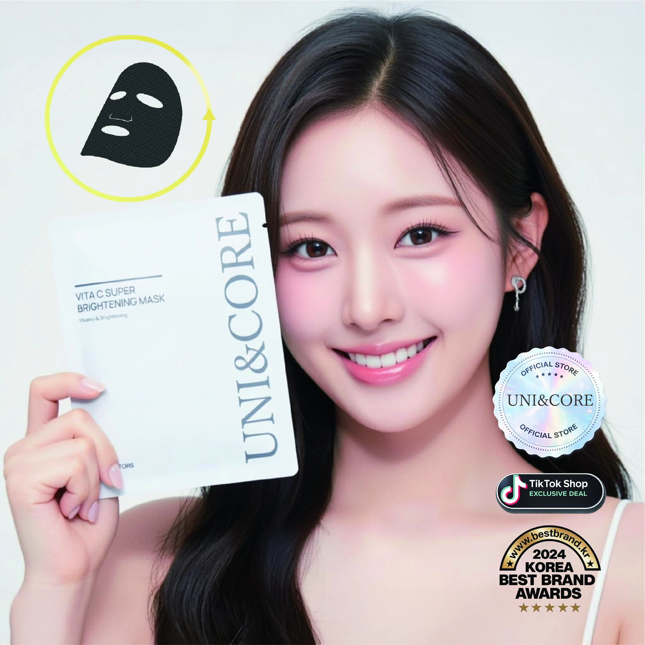 [UNI&CORE] VITA C BRIGHTENING Mask (5 Sheets) 2.8 oz. (80g) with Pure Vitamin C stabilized in Korea Facial Mask