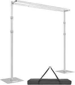 Hecis10ftx10ft Double Crossbar Pipe and Drape Stand, Heavy Duty Backdrop Stand, Adjustable Metal Background Stand for Parties Birthday Party Baby Shower Wedding Decorations