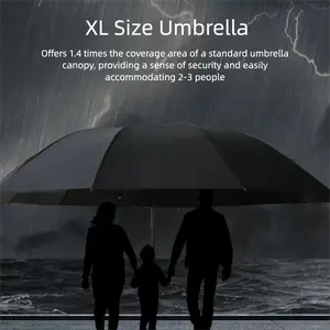 49.2-Inch Extra Large Waterproof Umbrella, Travel Umbrella, Rain Umbrella, Foldable Rain Umbrella, Secure Umbrella, Windproof Rainproof Umbrella, Portable Foldable Umbrella, UV Sun Umbrella for 2-3 People, Father’s Day, Graduation & Summer Travel