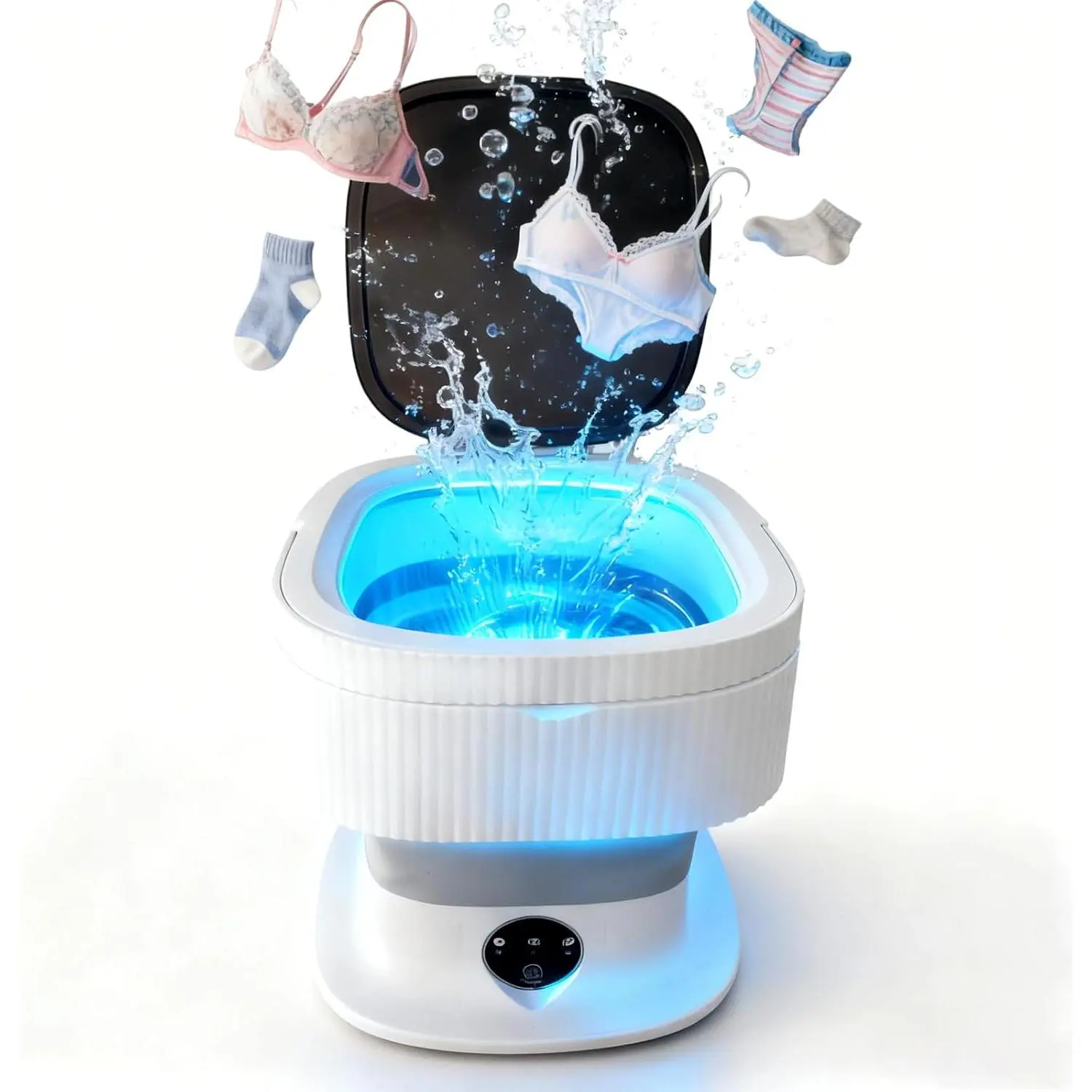 15L Compact Portable Folding Mini Washing Machine with Built-in Spin Basket, 3 Modes, Leakproof, Durable Structure, Easy Movement & Carrying, Ideal for Underwear, Dorms, Camping