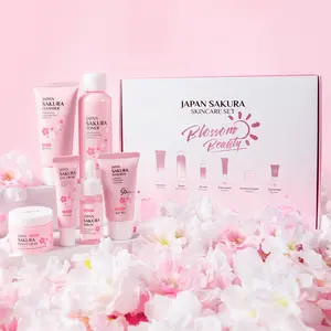6-Piece Sakura Skincare Set, Vitamin a B E S Retinol Face Serum, Hydrates and Tightens Skin, Suitable for All Skin Types, Hydrating Set, Hydration Care Set