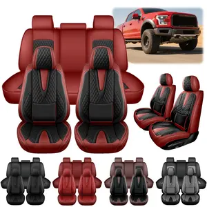 For Ford F150 F250 F350 F450 2009-2020 2021 2022 2023 Car 5 Seat Covers Full Set, Premium Napa Leather Full Surround Design with Storage Bag, Front & Rear Seat Split Rear Benches Cushion Non-Slip Protector Pad, Vehicle Interior Decoration Accessories