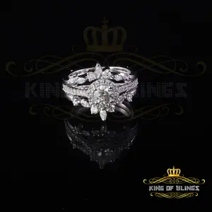 King Of Blings Solitaire Enhancer Guard Wrap Ring Insert 1.66ct Moissanite 925 White Silver