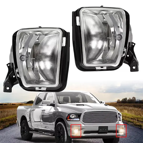 Fog Lights Lamps Assembly Set for 2013-2018 Dodge Ram 1500 & 2019-2022 Ram 1500 Classic - Left & Right Fog Light Replacement with Bulbs Included - OE Style Design - Improved Visibility & Easy Installation