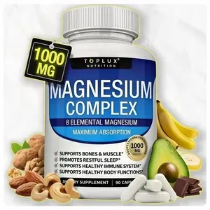 Toplux Nutrition Magnesium Complex 1000mg | High Absorption Multi-Magnesium Capsules Featuring 8 Forms of Essential Magnesium, Dietary Supplement for Fitness Performance & Daily Health Support