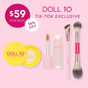 Cover & Blur Bundle - TCE Concealer and Brush, Talc-Free Yellow Powder and Brush Makeup Kit Set
