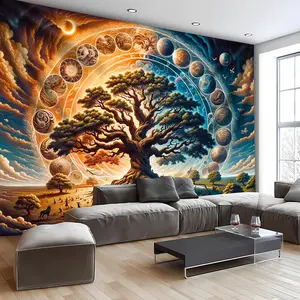 Summervibes 1 PC 2D Flat Cosmic Ready-Hang Polyester Tapestry, Home Decor Supplies, Decoration Items with Printed Art for Indoor Wall & Tapestry Room Decor,summervibes