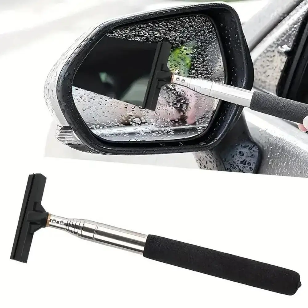 Retractable Car Rearview Mirror Cleaning Scraper, Manual Car Rearview Mirror Water Mist Removal Scraper, Universal Car Rearview Mirror Cleaning Tool