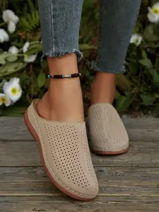 Summer Breathable Slip-On Shoes, Casual Mules, Comfortable Daily Wear, Ideal for Commuting, Women's Outdoor Footwear, Thick Bottom Slippers, Thick Soled Mules