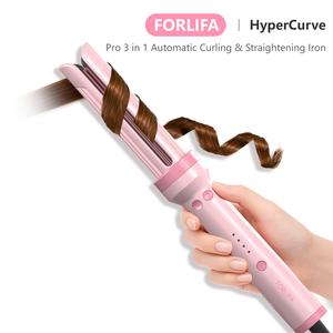 FORLIFA-Pro HyperCurve:3-in-1 Cool Air Automatic Curling & Straightening Iron,5 Min Quick Styling,360° Cooling Airflow,1.1billion Negative Ions,Triple Hair Protect&Burn-Free,Automatic Shut-Off,2-Way Rotation,Anti-Scald,Anti-Tangle,Summervibes